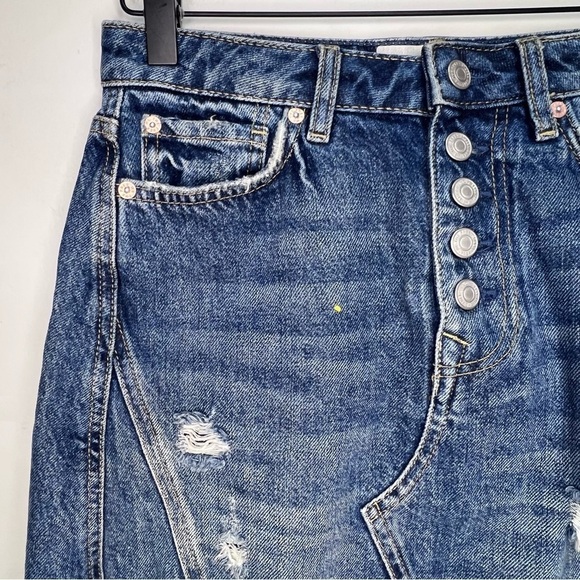 FREE People We the Free Distressed Denim Skirt Size 26 - Picture 4 of 12